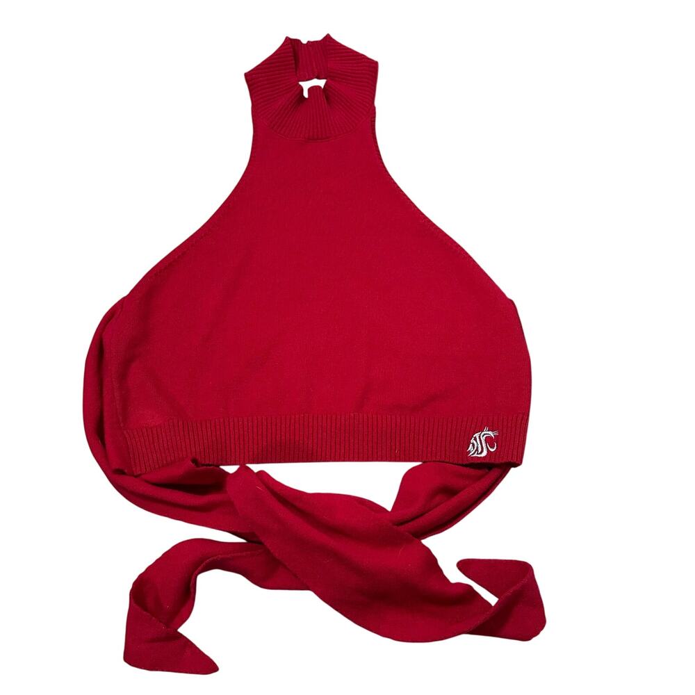 NEW WSU Cougars Shelby & Grace Knit Crop Halter Top - Go Cougs!